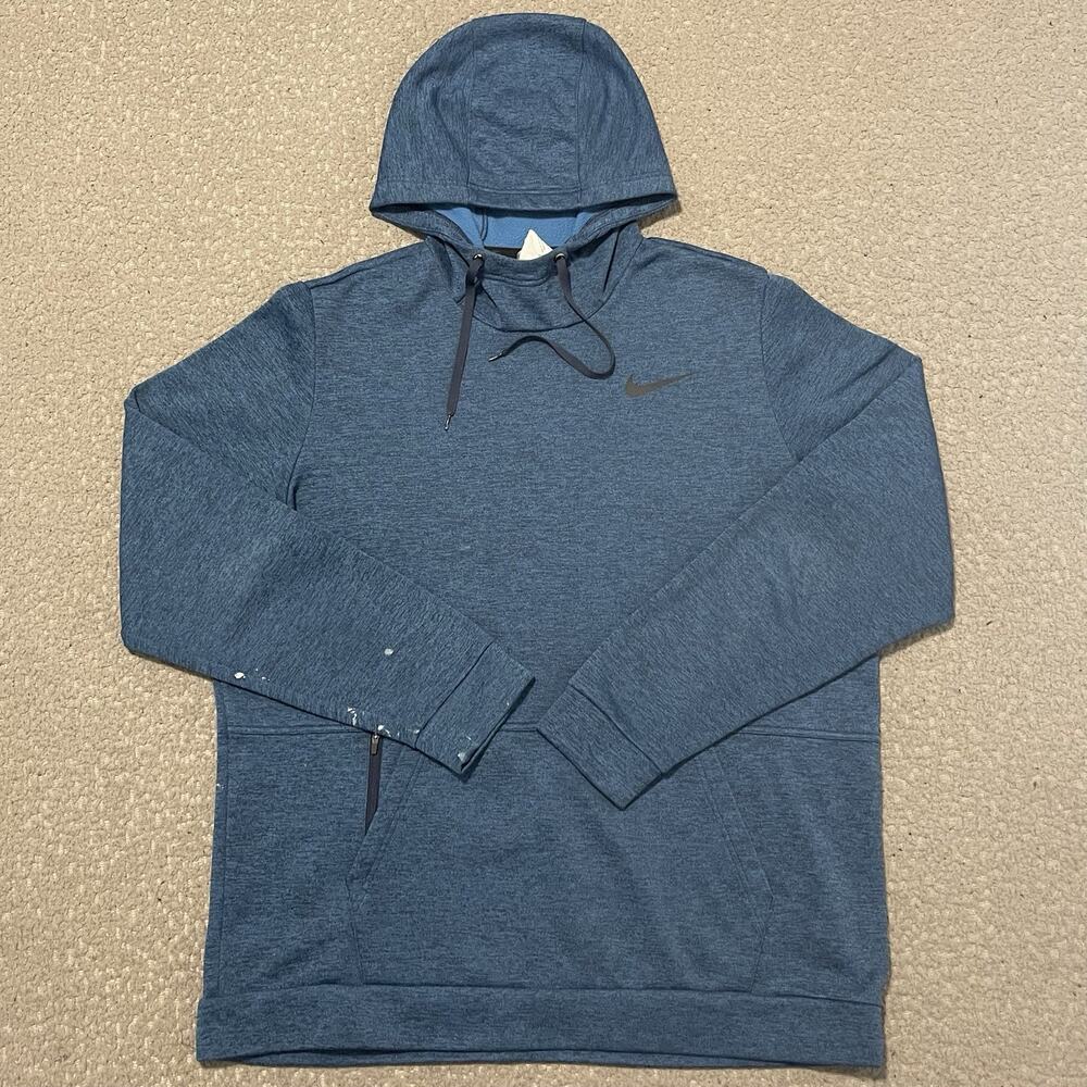 Nike Hoodie Mens XLT Blue Therma Fit Therma Training Pullover Fleece Sweatshirt